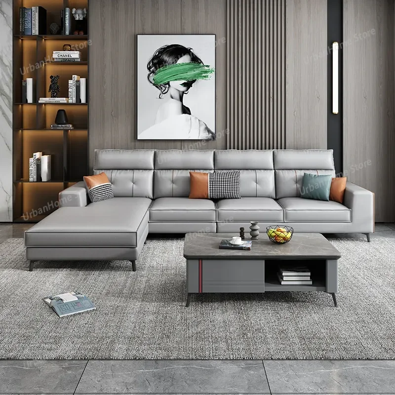 

Italian Luxury Technology Leather Living Room Sofa Modern Simple L-shaped Boss Office Sofa Office Furniture Sofy Do Salonu