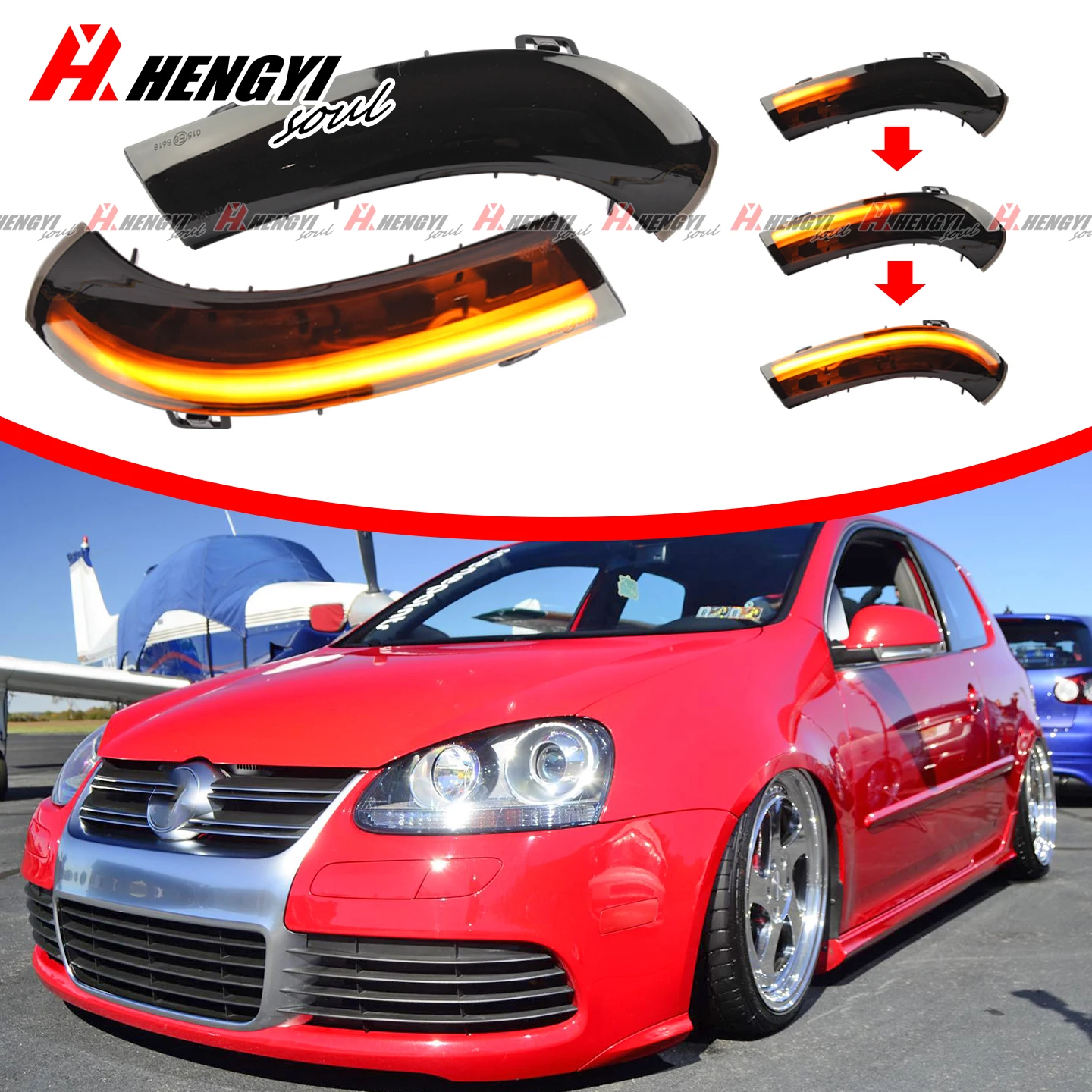 1 Pair LED Side Wing Rearview Mirror Dynamic Indicator Blinker Flowing Turn Signal Light for VW GOLF 5 MK5 Jetta Passat B5.5 B6