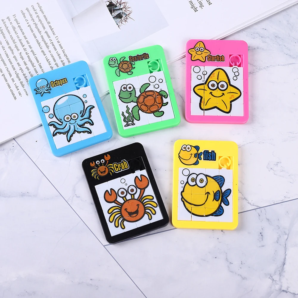 3D Slide Puzzle Alphabet Early Educational Toy Developing for Children Jigsaw Digital Number 1-16 Animal Cartoon Game Toys