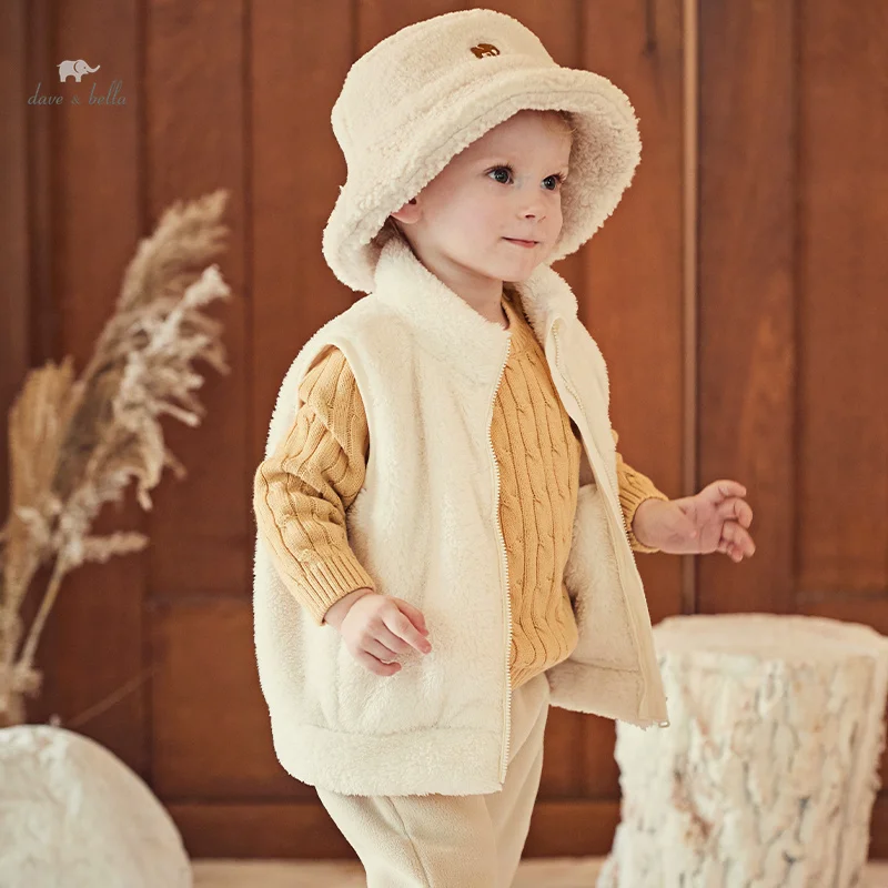 Dave Bella Beige Baby Winter Hat Boy Girl Kids Warm Hat Outdoor Fashion Child Girls Baby Accessories DB4237749