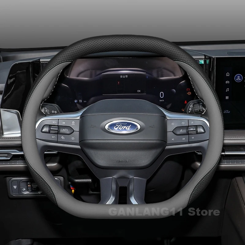 

Leather Car Steering Wheel Cover For ALL NEW Ford PUMA Edge Capri Transit 2024 2025 2026 Anti-slip Auto interior Accessories