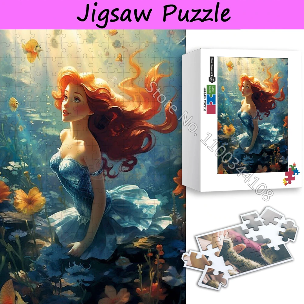 300/500/1000 pezzi Disney Movie La Sirenetta Jigsaw Puzzle Cartoon Giocattoli fatti a mano Collezione di giochi di decompressione per adulti