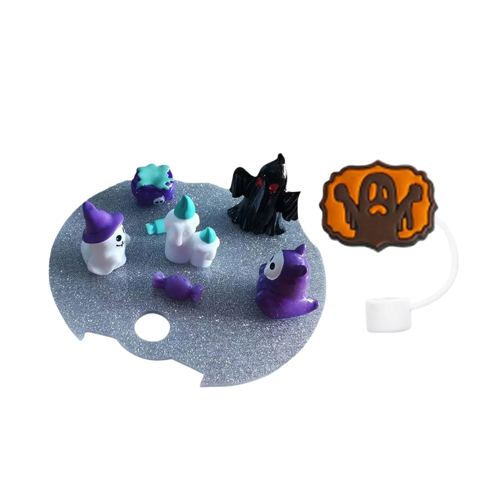 Halloween Diy Cup Lid Tag 40oz Stanle Topper Silicone Straw Cover Trending Micro Landscape Charm New 10mm Accessory Spooky Fun
