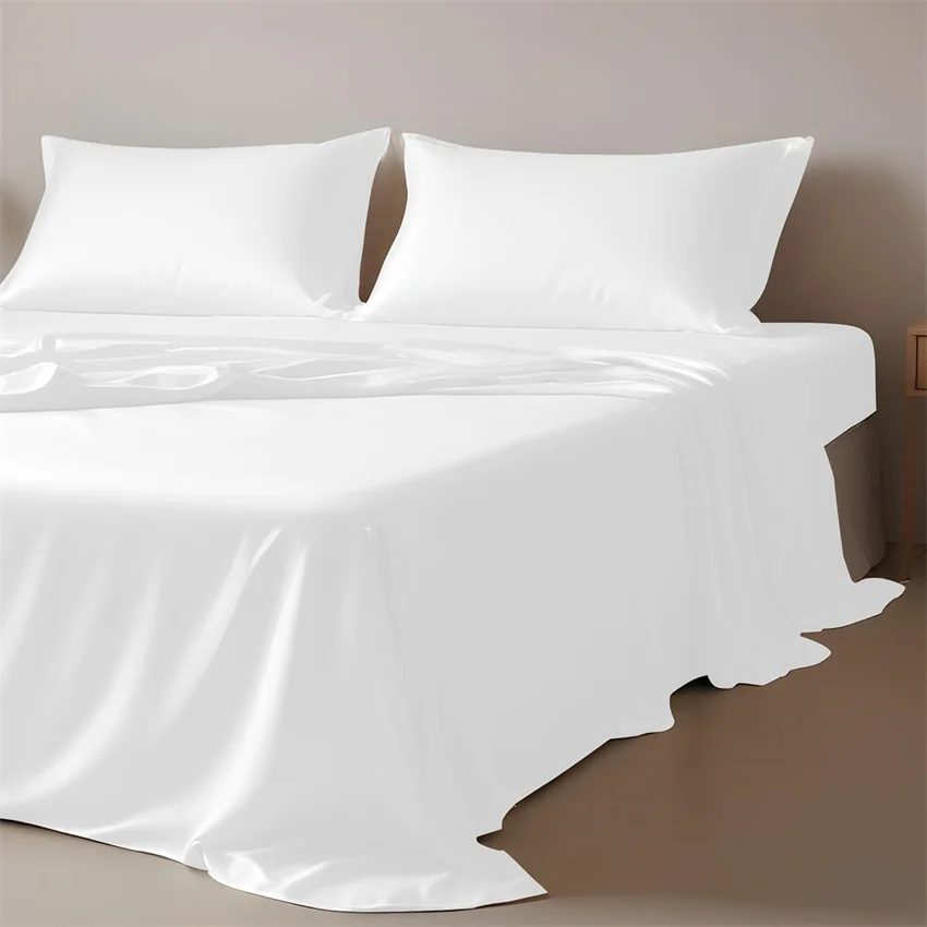 

Natural Mulberry Silk 23 Momme Flat Sheet 1PC, High End Grade A Silk Smooth Top Sheets, Cooling Comfortable Bedsheet Bed Linen
