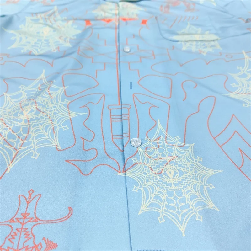 25SS Best Quality WACKO MARIA Trend Prints Spider Eye Hawaii Short Sleeve Shirts Men's Women's Casual Holiday Clothing Shirts