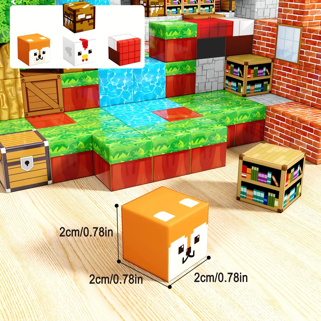 บล็อกอาคารแม่เหล็ก Mine World แม่เหล็ก Cube ชุดสําหรับเด็กผู้หญิงเด็กอายุ 3 + DIY สไตล์พิกเซลชุดฐานแผ่นของเล่น STEM Baseplate