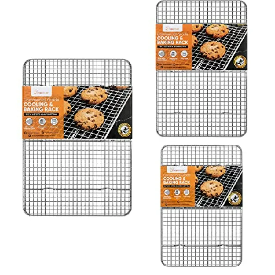 

Cooling Rack for Cooking and Baking - 8.5 x 12, 10 x 14.7 & 11.5 x 16.5 Inches Bundle (3 Pieces)