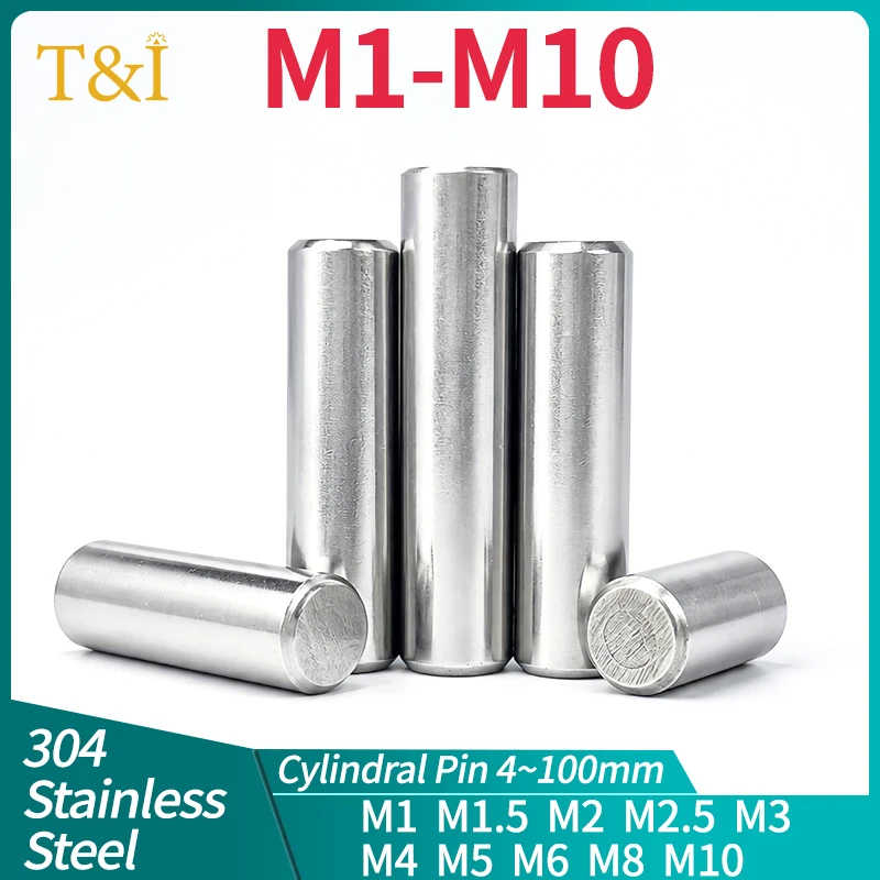 2~50Pcs 304 Stainless Steel Cylindrical Dowel Pin M1 M1.5 M2 M2.5 M3 M4 M5 M6 M8 M10 Round Solid Locating Pin Fixed Shaft Rod