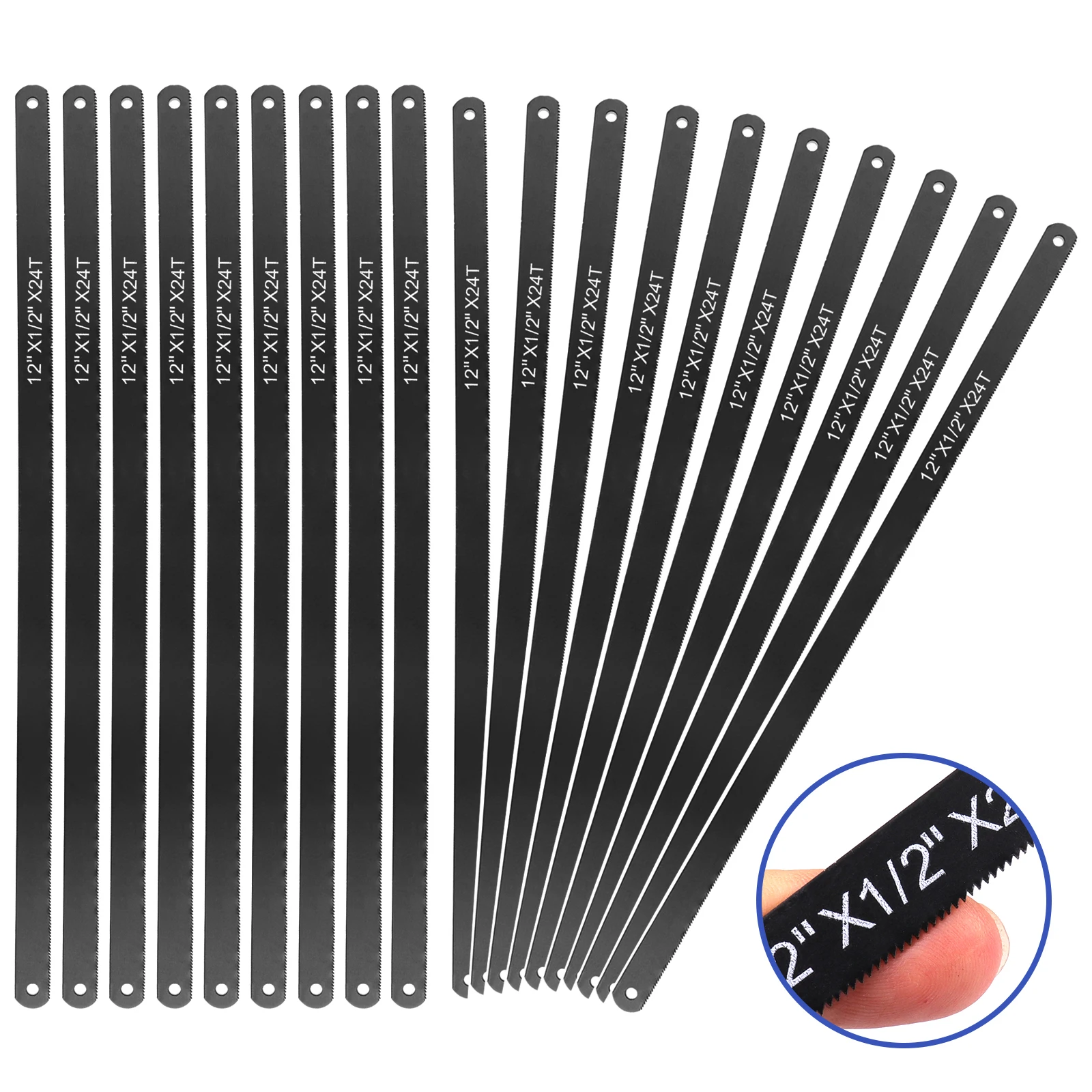 10/20pcs Balck Hacksaw Blades 300mm 24T Hand Saw Carbon Steel Plastic Metalworking Saw Blade For Cutting Metal Hand Tools