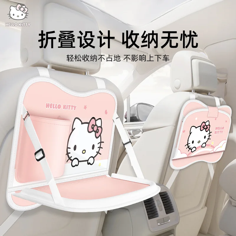

Автомобильный столик Sanrio, детский обеденный стол, складная стойка для хранения со спинкой стула, портативный стол, автомобильные аксессуары с героями мультфильмов «Hello Kitty»
