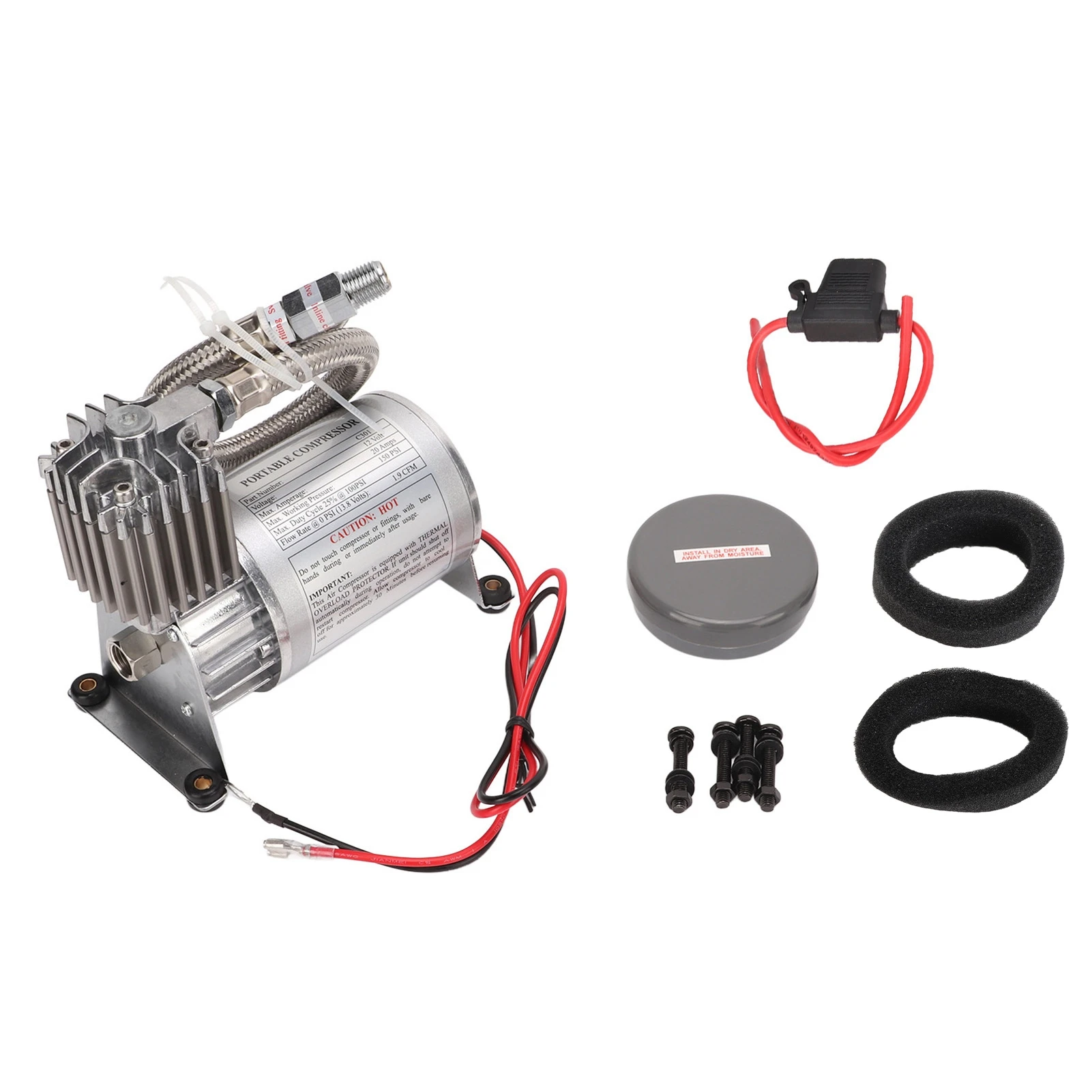 

Portable Heavy Duty Air Compressor 20A 150 PSI Metal Universal NPT1/4 Thread 12V Vehicles Yacht Boat Train Horn Air Compressor