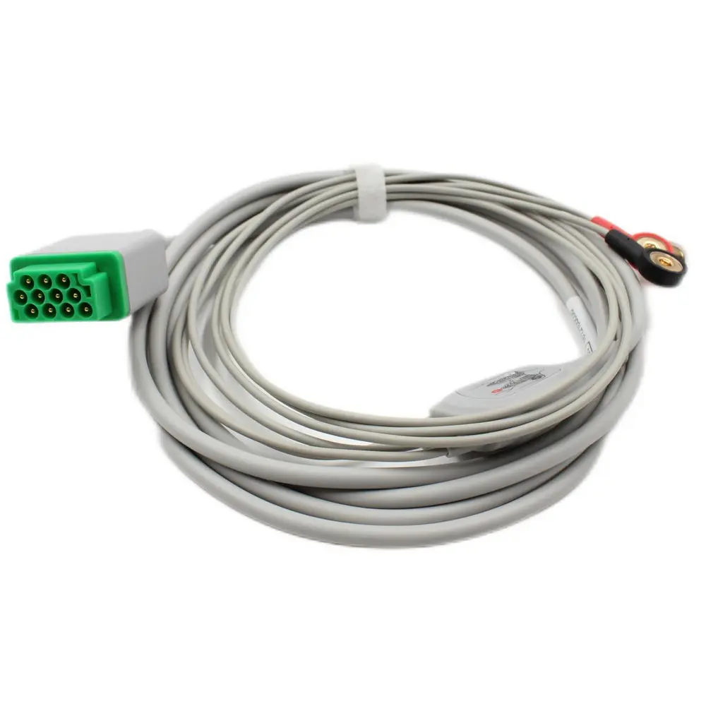 

Med-ical Accessories 3 Leads AHA/IEC ECG Cable Compatible with GE Marquette 2 in 1 Clip and Snap