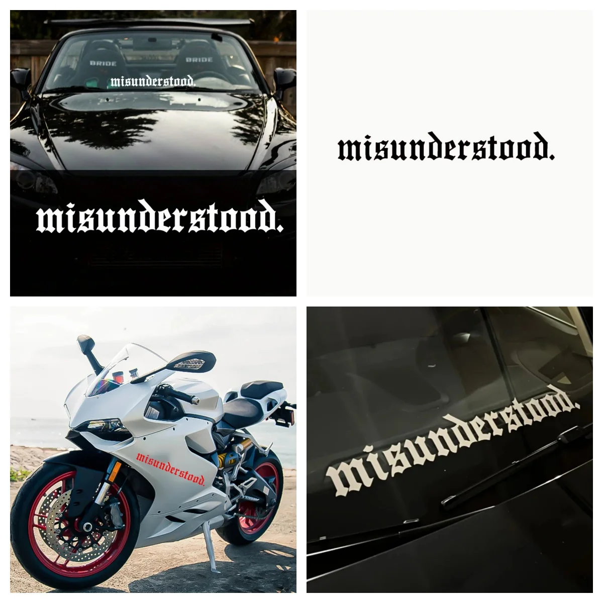 

Misunderstood Letter Car Sticker - Removable Vinyl Decal for Windshield, PVC Scratch Cover Up Decoration