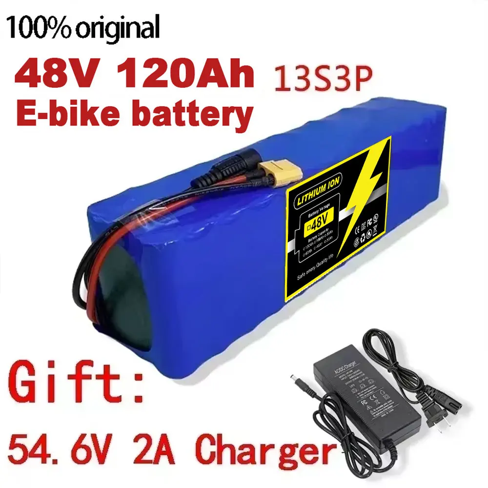 

High-Capacity 13S3P 48V 120Ah 18650 Lithium Battery Pack for Electric Vehicle Motorcycle DIY Kit with 15A BMS 54.6V 2A Charger