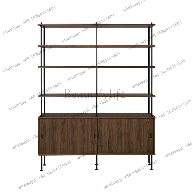 Nordic light luxury floor bookshelf storage modern simple word baffle shelf