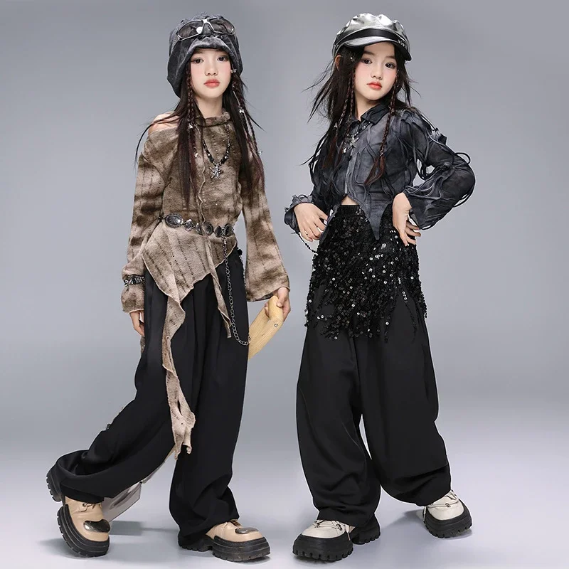 Costumes de scène de Jazz pour filles, tenues de danse Hip Hop Cool, ensembles de vêtements de spectacle Kpop, costume de danse de rue de groupe, tenues haut court