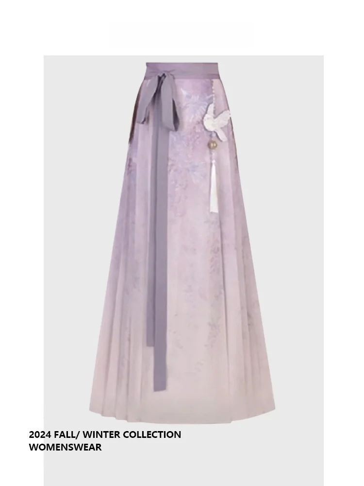 

Ele New Chinese Sle Hanfu Revival High Waist Midi Skirt by Forever 2 Semi-Body Skirt Classic National Faion