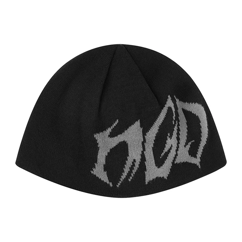 Women Beanie Korean Fashion Hip Hop Jacquard Letter Y2k Streetwear Winter Hat Knit Men Pullover Vintage Warm Unisex Accessories