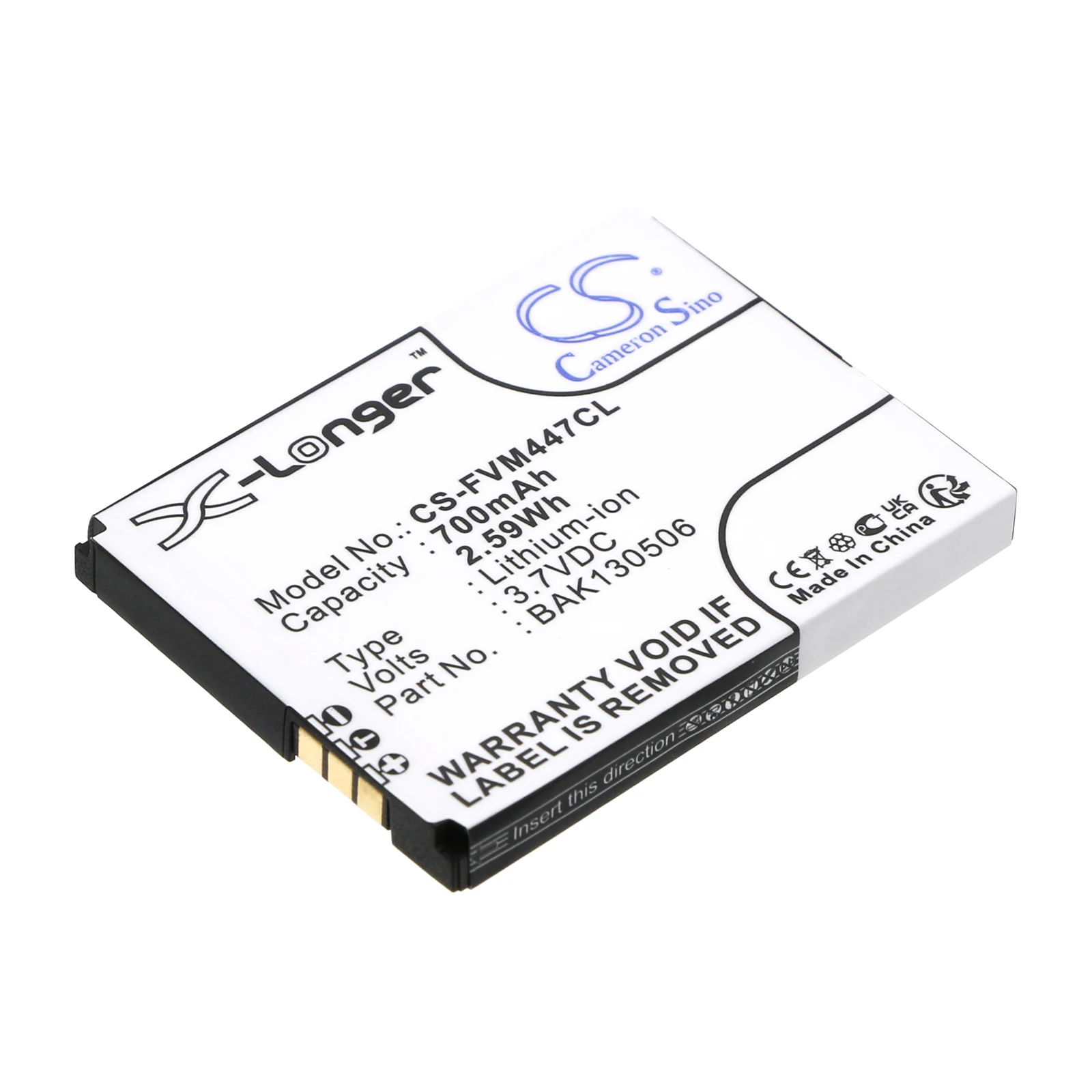 

Li-ion Cordless Phone Battery for FRITZ!FON, 3.7V, 700mAh, Compatible Models: AVM 2000, AVM 2446, C4, C4 Mobilteil, C5, M2, MT-F
