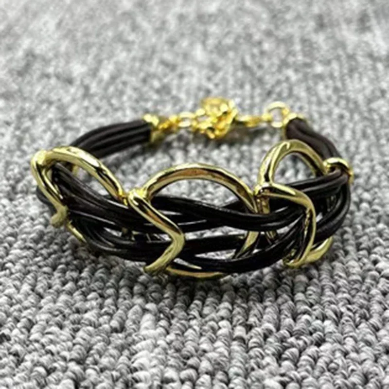 

Spain New Fit Fashion Electroplated 925 Silver 14k Gold Charm Knot Bracelet Popular Jewelry Gift