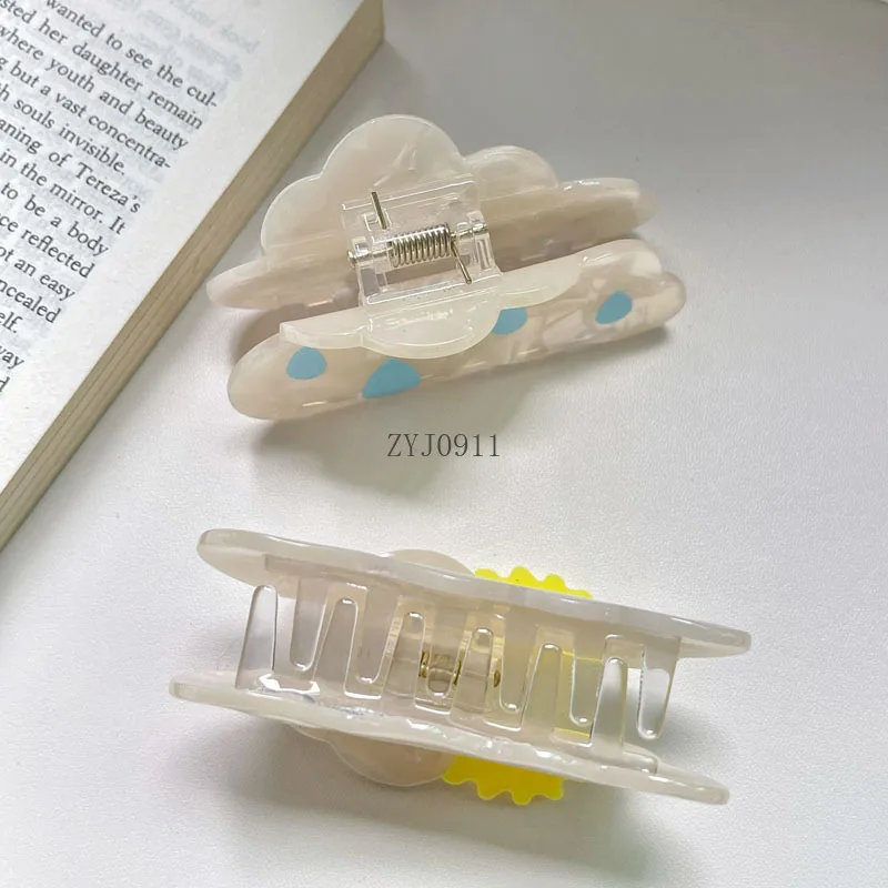 *تصميم إبداعي جديد لطيف سحابة قوس قزح قطرة المطر مشبك شعر مخلب موضة ابتسامة حمض الخليك القرش كليب إكسسوارات الشعر بالجملة