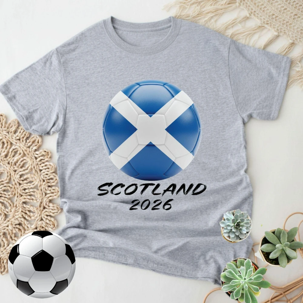 Scotland 2026 Flag Soccer Ball T-Shirt Soccer Part Supplies Tshirt Men Women Summer Casual Fashion Crewneck Cotton Tee Tops