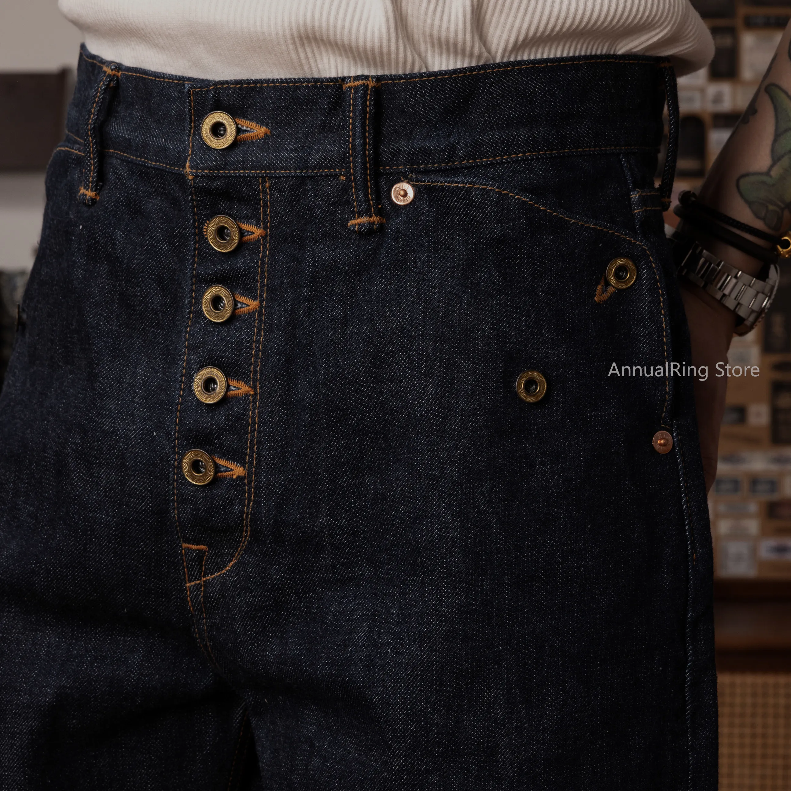 Red Tornado 18oz Heavyweight Selvedge Denim Jeans Vintage Workwear Men's Work Pants Indigo Straight Leg