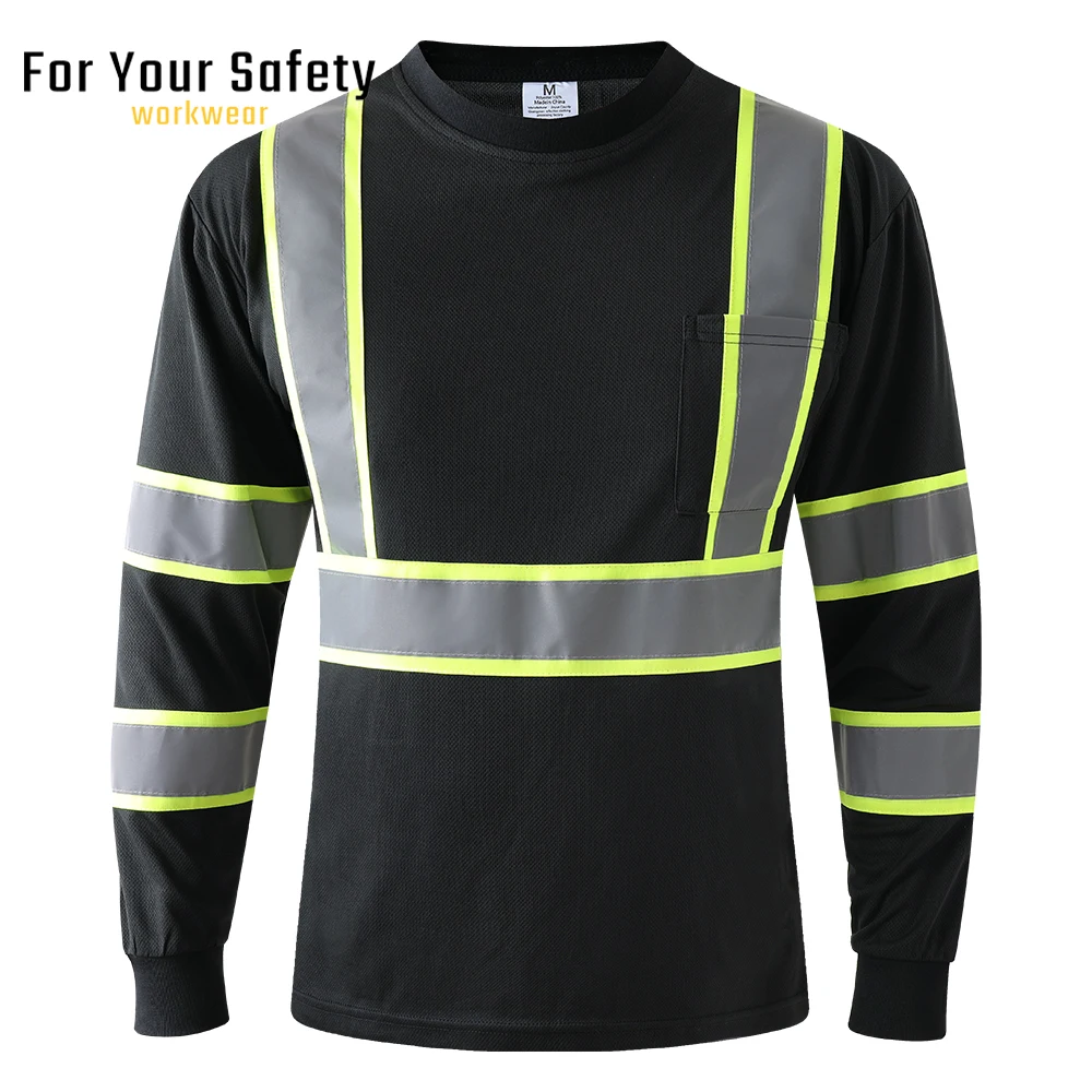 Black Work Shirt Long Sleeve Construction Clothes Man Workers Uniforms Men's T-shirt Comfortable And Breathable Work Clothes