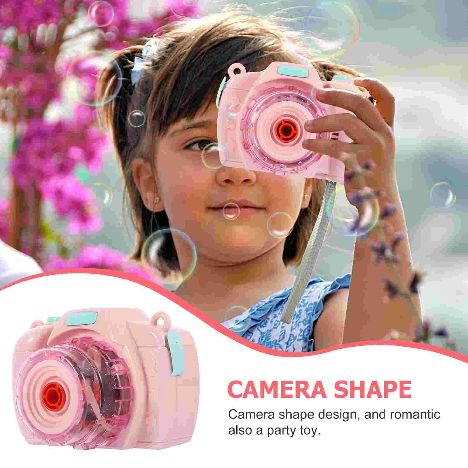 Bubble Machine Camera for Kids Maker Large Particles Automatic Bubbles Blower Pink Electric Child