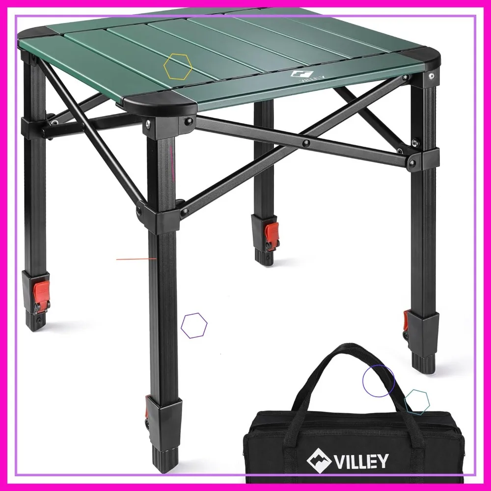 Leichter klappbarer Campingtisch aus Aluminium mit verstellbarer Höhe und Tragetasche für Outdoor-Aktivitäten