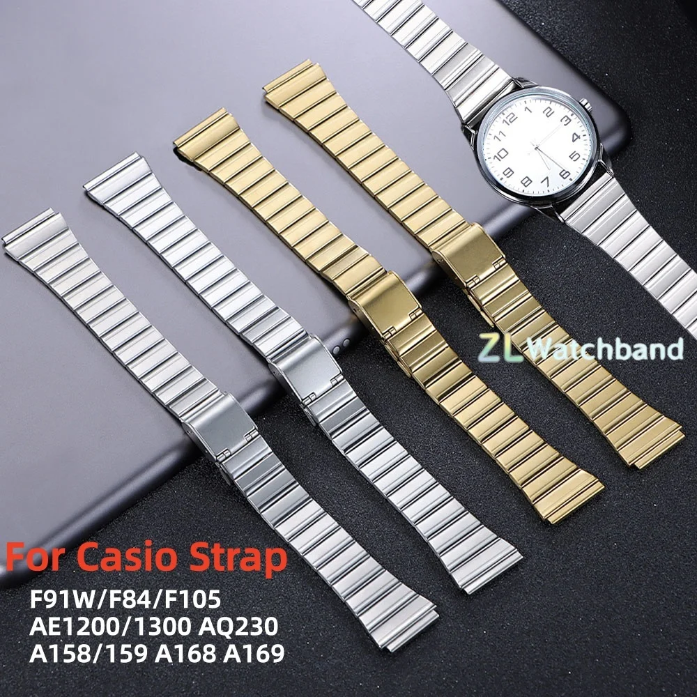 Correa de acero inoxidable de 18mm y 20mm para reloj Casio, correa de Metal para SGW400 F84 F105/108/A158W/168 AE1200/1300, pulsera para hombre y mujer