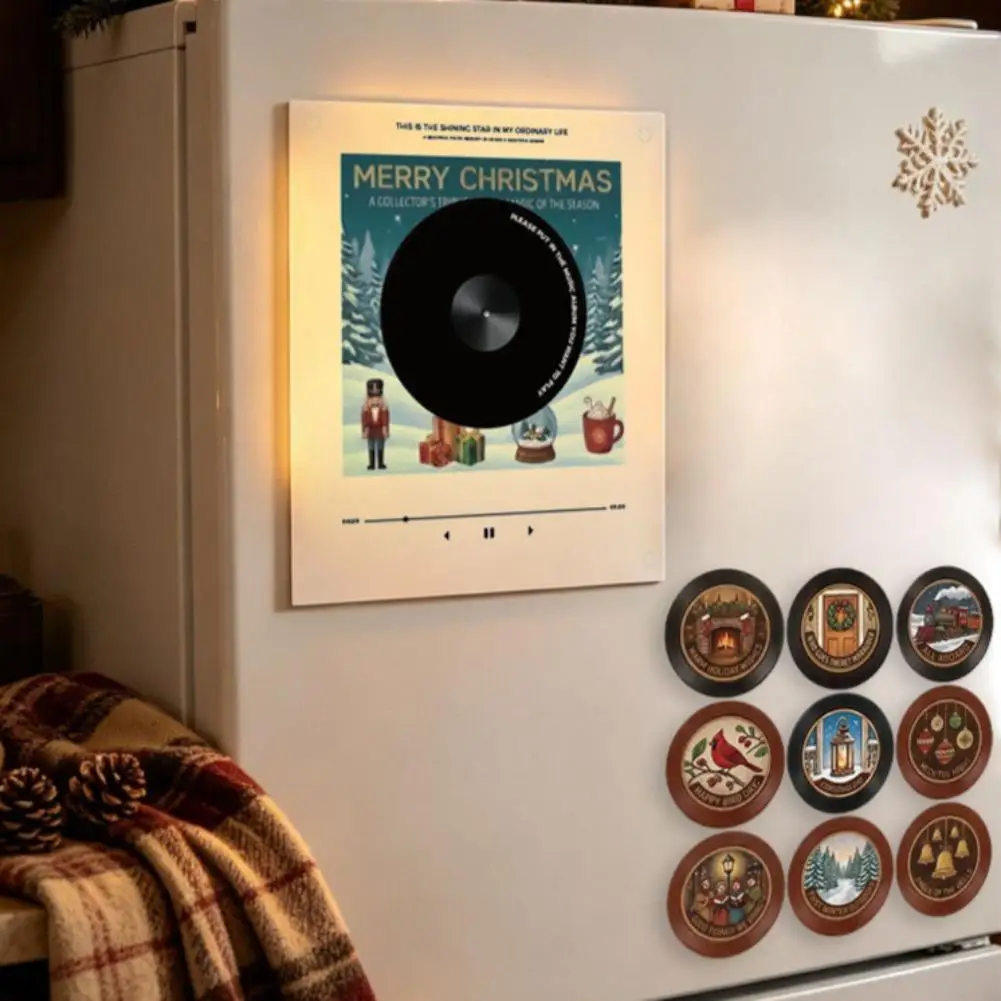 NFC Refrigerator Magnet Music Player Acrylic Rotary Disc Automatic Singing Machine with Ambient Night Light 9 Replaceable Discs