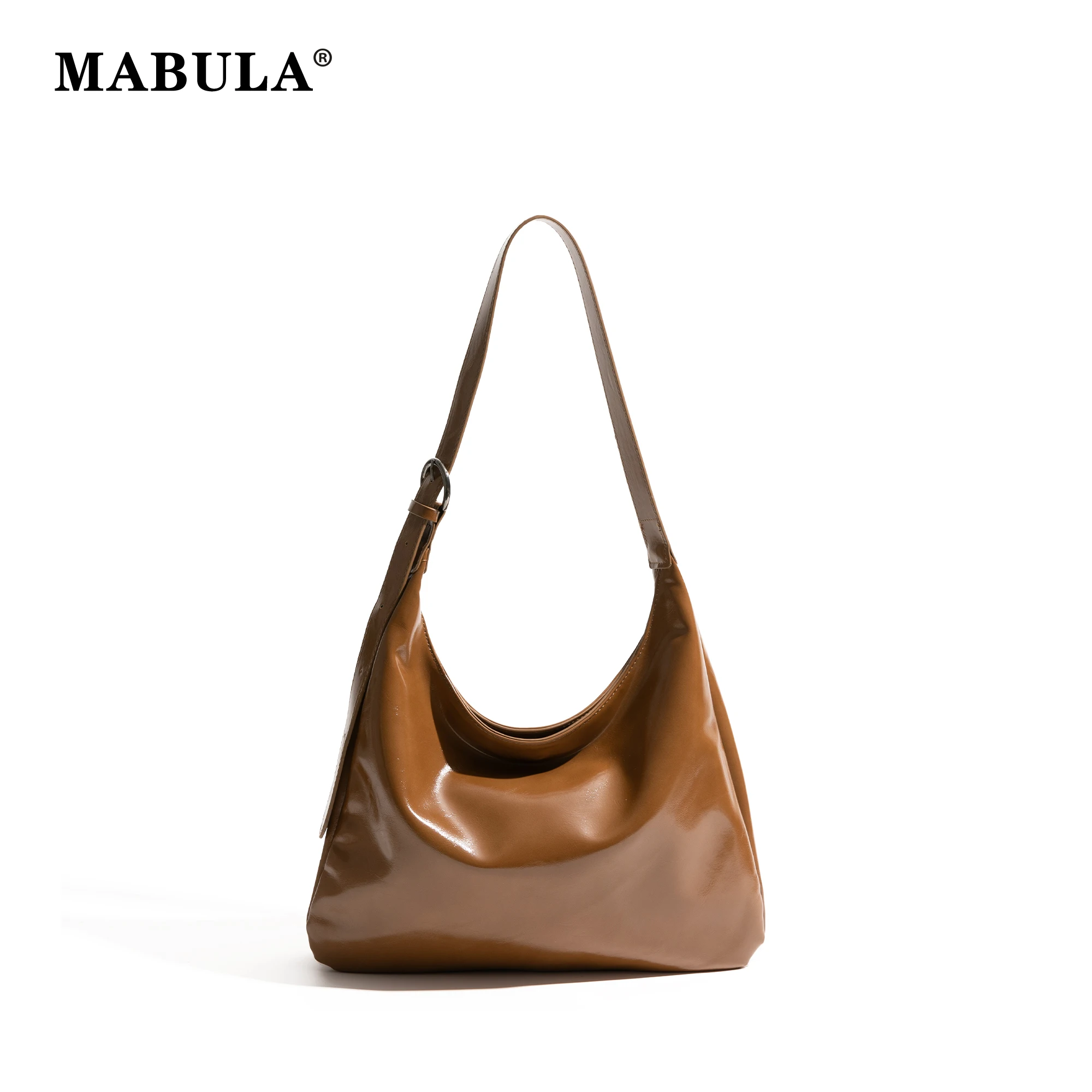 

MABULA Women's Vintage PU Leather Tote Handbag Smooth Leather Autumn Winter Large Capacity Ladies Daily Shoulder Commuter Purse