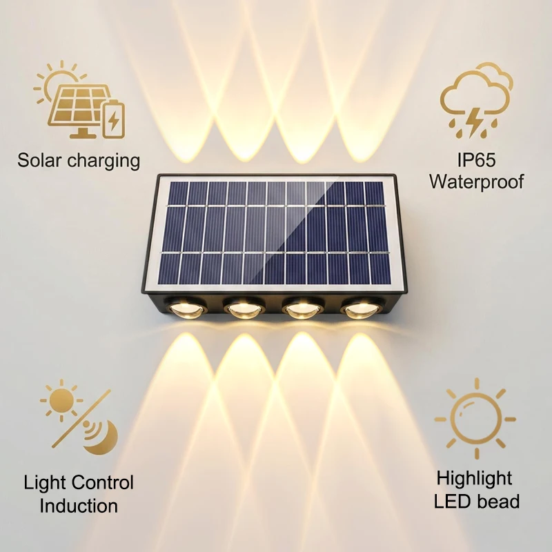 4/6/8 LED Waterproof IP65 Exterior Wall Light Outdoor Indoor Solar Wall Light Courtyard Garden Balcony Corridor Lighting Fixture