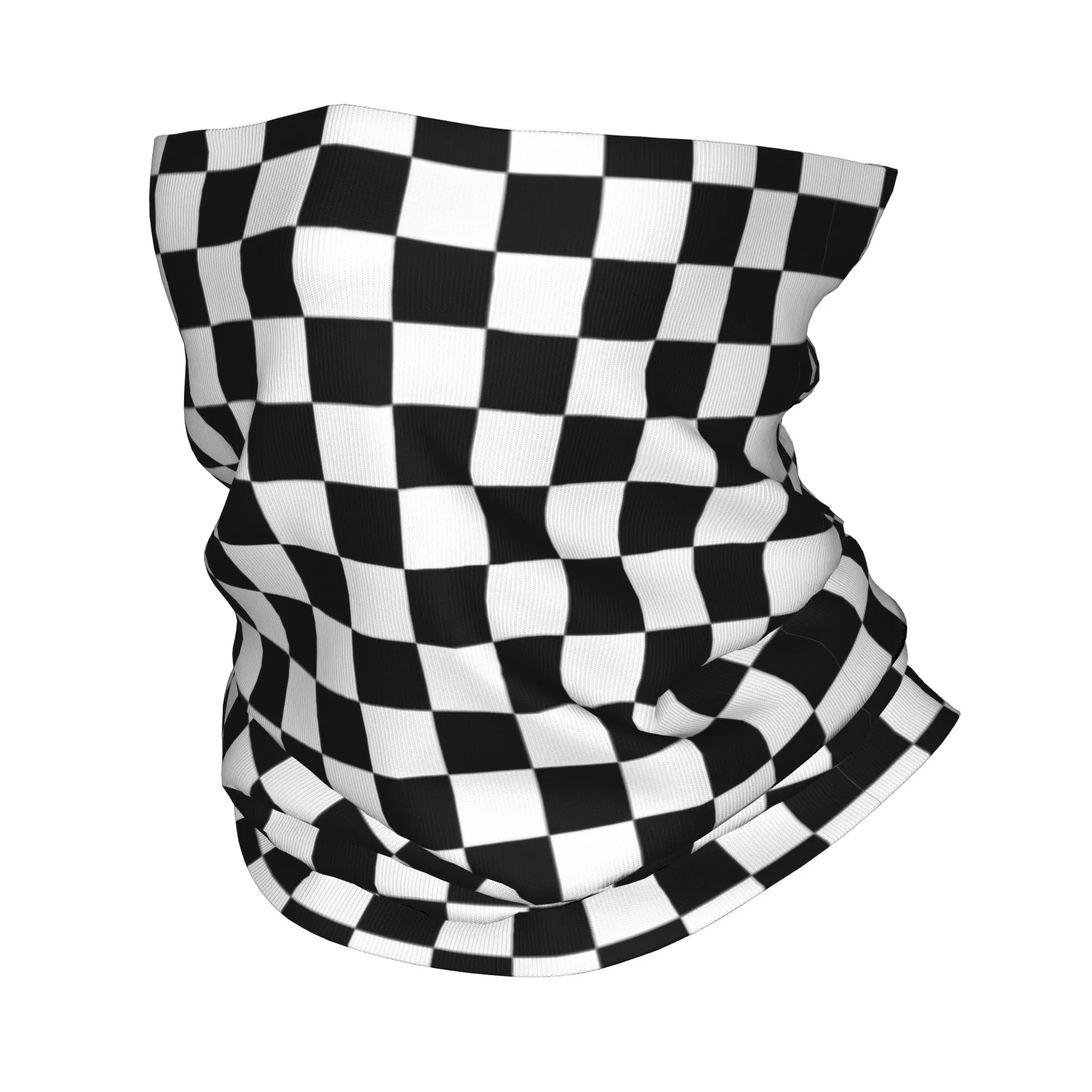 Custom Racing Checkered Motor Neck Gaiter Women Men Windproof Winter Bandana Scarf for Cycling