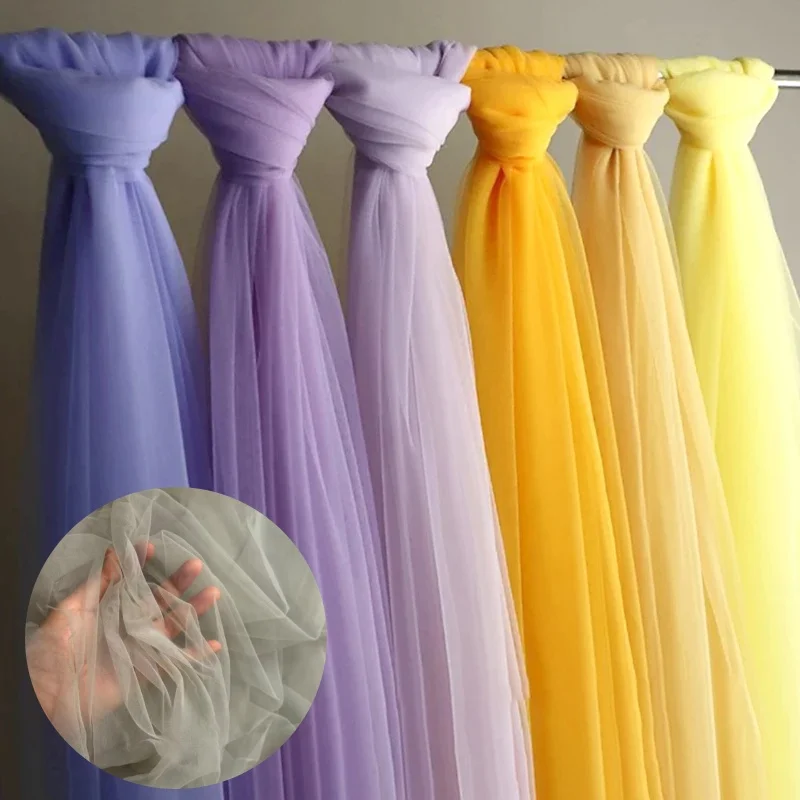 

Autumn and Winter Yellow Purple Series Mesh Wedding Decoration with Dense Curtains and Soft Wedding Dress Fabric