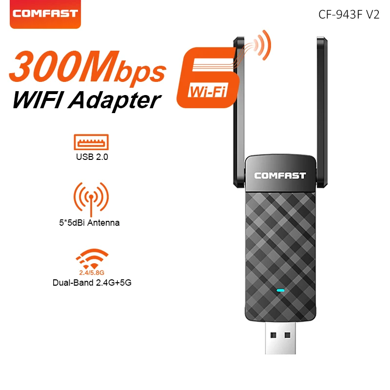 

COMFAST 650/900Mbps USB Wifi Adapter WIFI 5/6 Drive-free 2.4/5.8G Network Card 2*2dBi Antenna Wi-Fi Dongle USB2.0 Bluetooth 4.2