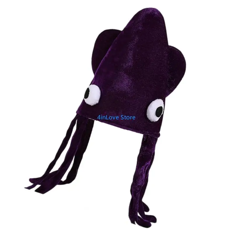 T4MD Cuttlefish Headgear Hat Funny Holiday Head Decoration For Festival Event and Stage Performances Halloween Headpiece
