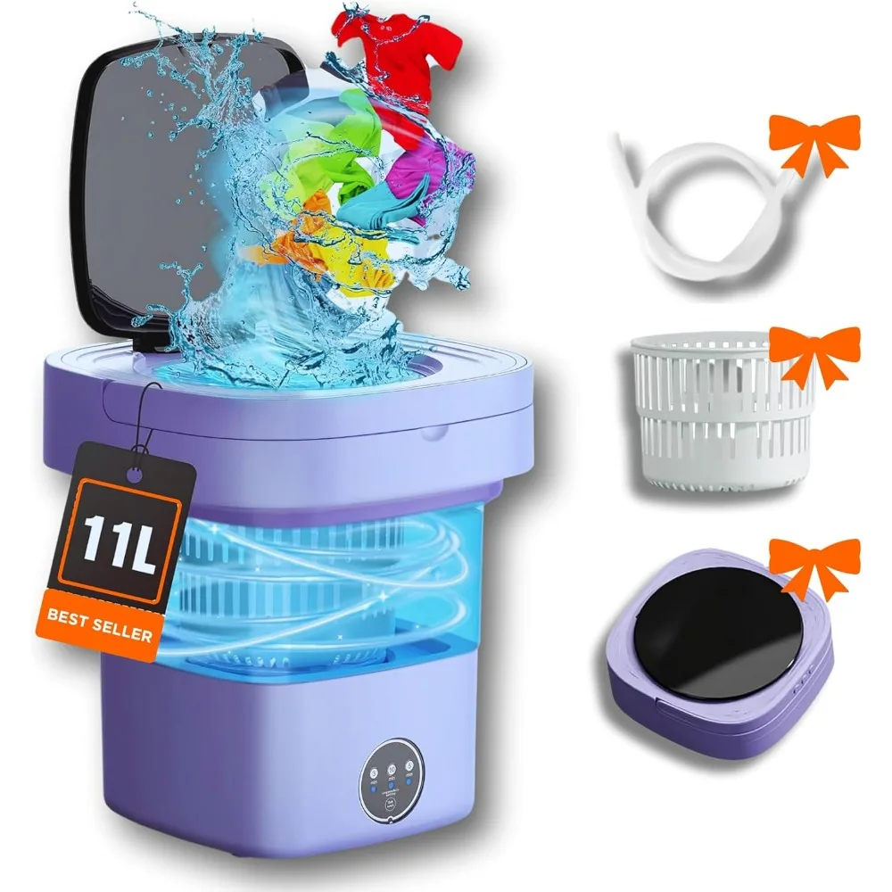 Portable Washing Machine, 11L Foldable Mini Washer, 3 Modess Upgraded Design, Baby Washing Machine for Traveling, Gift, RV