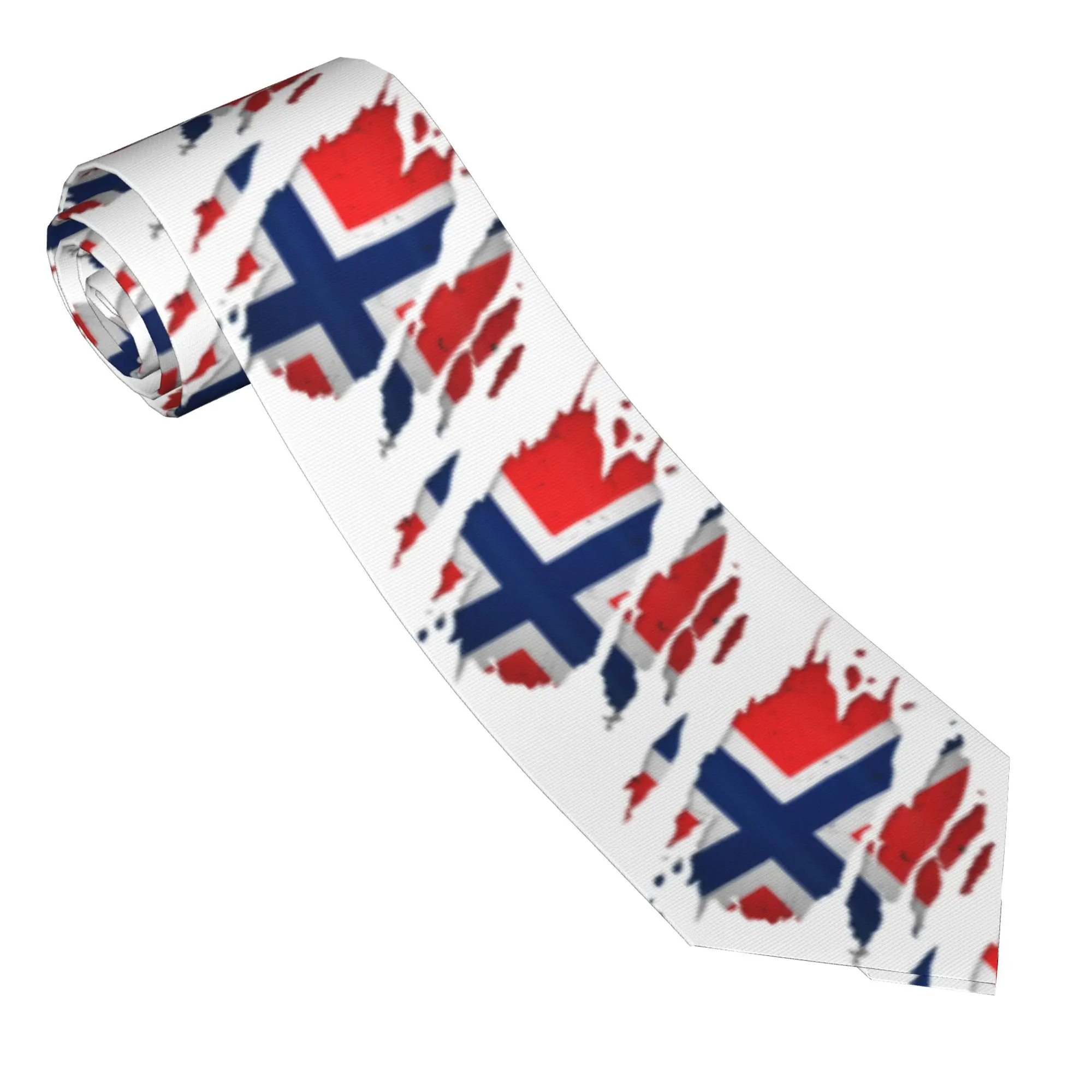 Norwegian Ripped Norway Flag Tie  Graphic Neck Ties Retro Trendy Collar Tie Unisex Adult Wedding Necktie Accessories