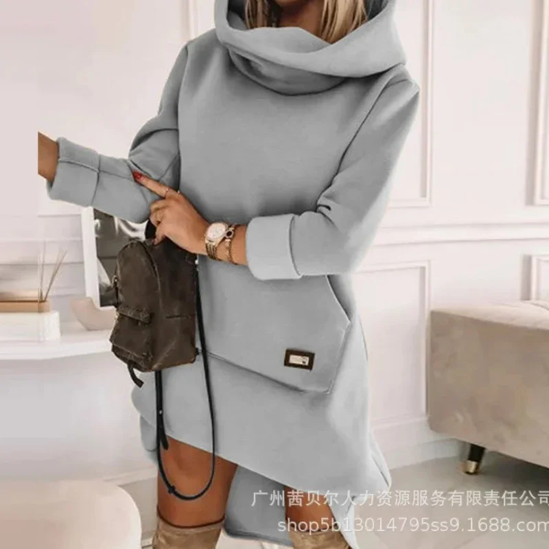 Turtleneck Long Sleeve Sweatshirt Women Casual Dress Autumn Winter Hoodies Long Tops Pockets Casual Loose Sweatshirts Y2k