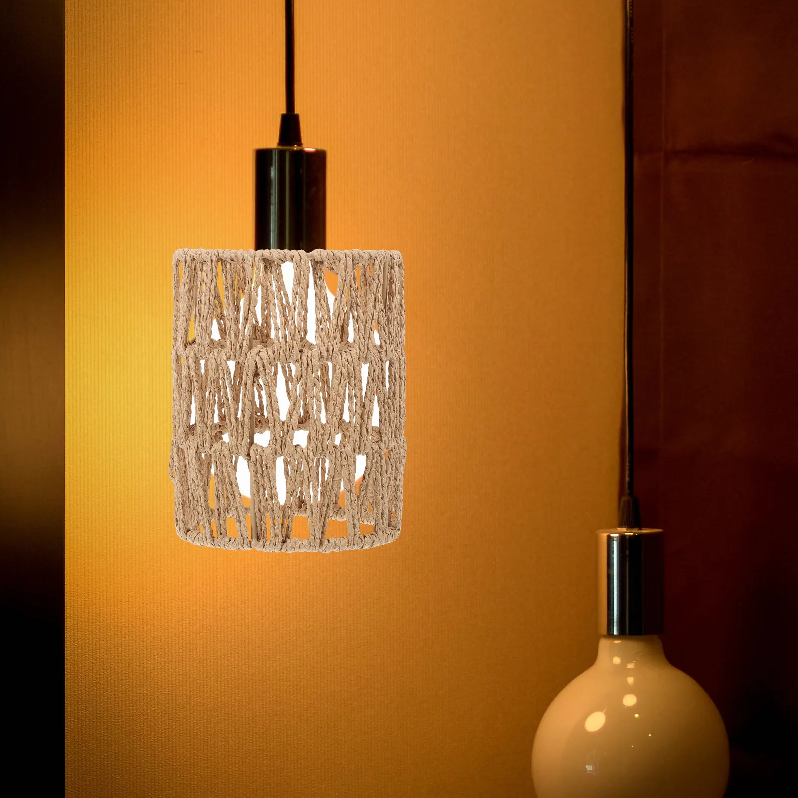 

Плетеный абажур из бумажной веревки ручной работы для потолочного светильника, для кафе, ресторана, декора интерьера, люстры, освещения