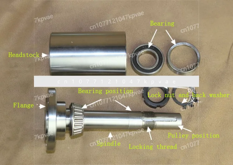 80/100/125 Small Lathe Spindle, Woodworking Lathe, Spindle Box Assembly, High-strength Threaded Connection, with Flange