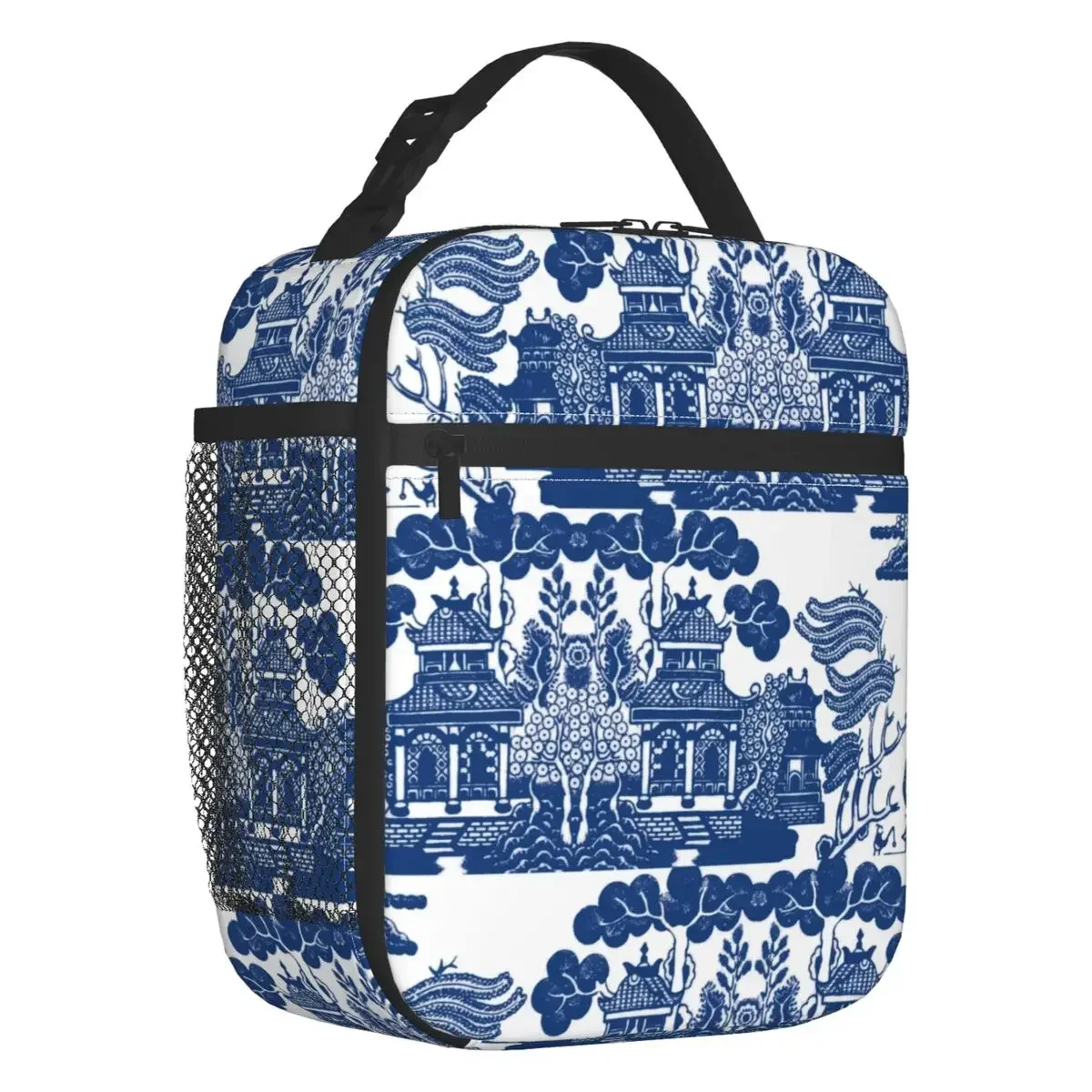 

Blue Willow Chinoiserie Blue And White Porcelain Inspiration Insulated Lunch Bags Thermal Cooler Food Lunch Box Outdoor Camping