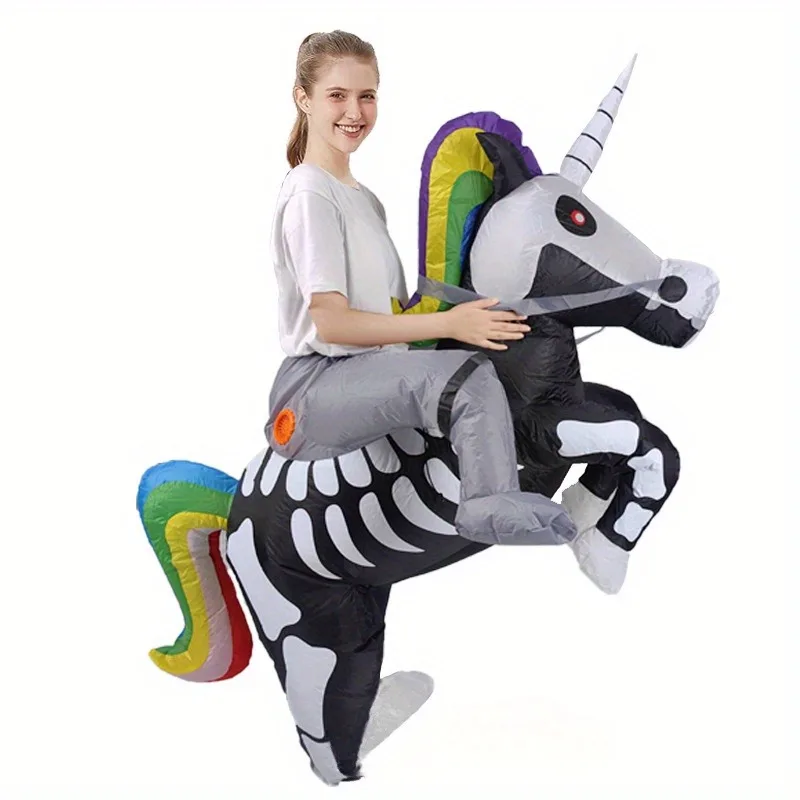 

Inflatable Unicorn Skeleton Costume for Adults - Halloween Party Roleplay Festival Stage Performance Riding Unicorn Accessory