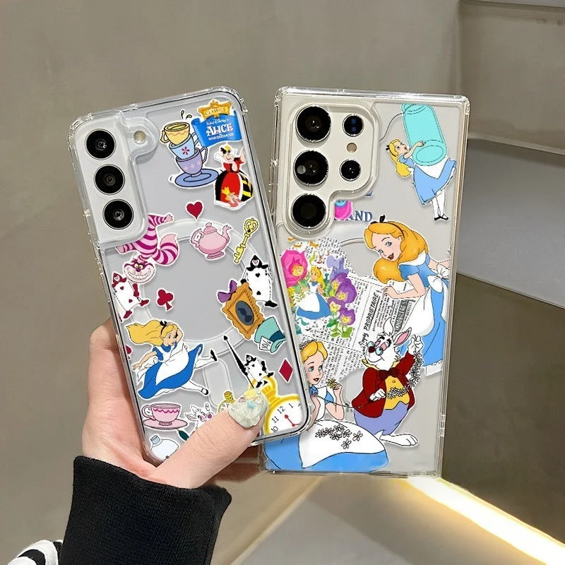 

Cute Cartoon Princess Alice Disneys Magsafe Wireless Charge Case For Samsung S22 S23 S22 S24 S25Ultra Plus Alice Magnetic Cover