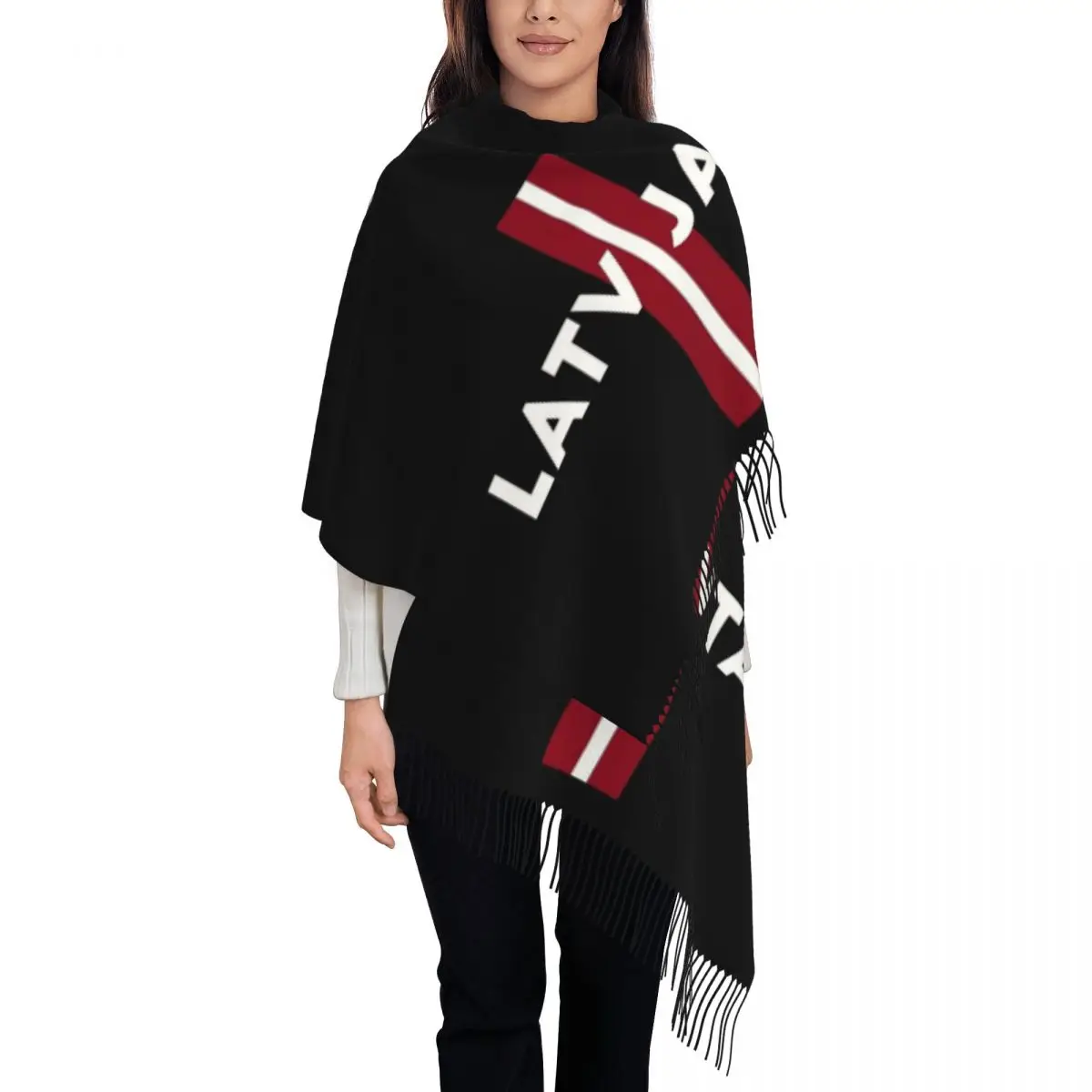 Latvija Latvian Flag Scarf for Women Fall Winter Pashmina Shawls and Wrap Long Large Shawl Scarf Ladies