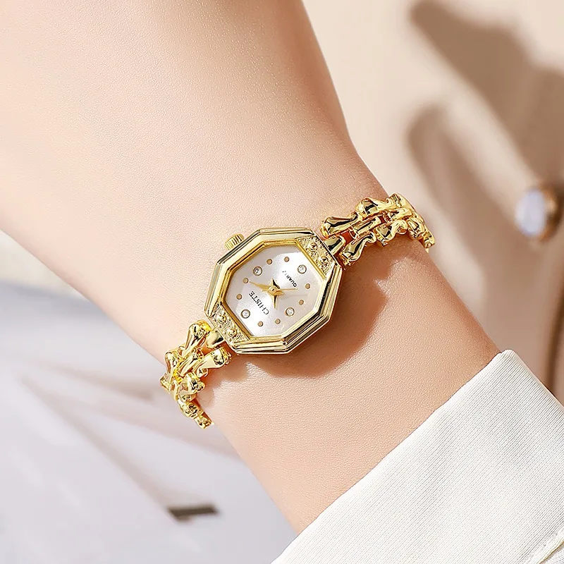 Retro Ladies Bracelet Watch Brand Polygonal Dial Quartz Watch for Women Gift Wristwatches Dropshipping Relojes Para Mujer