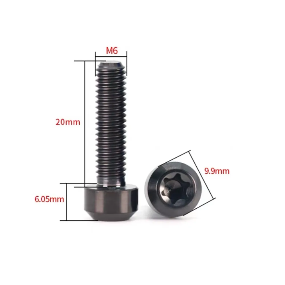 Durable M6 Titanium Screw Torx Drive Six-Lobe Head Cap Screw Titanium Torx Bolt Bike Modification