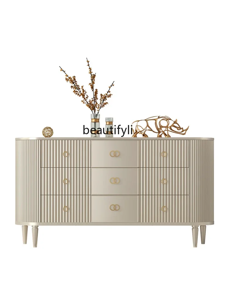 

New style American light luxury chest of drawers cabinet designer living room wall solid wood storage cabinet